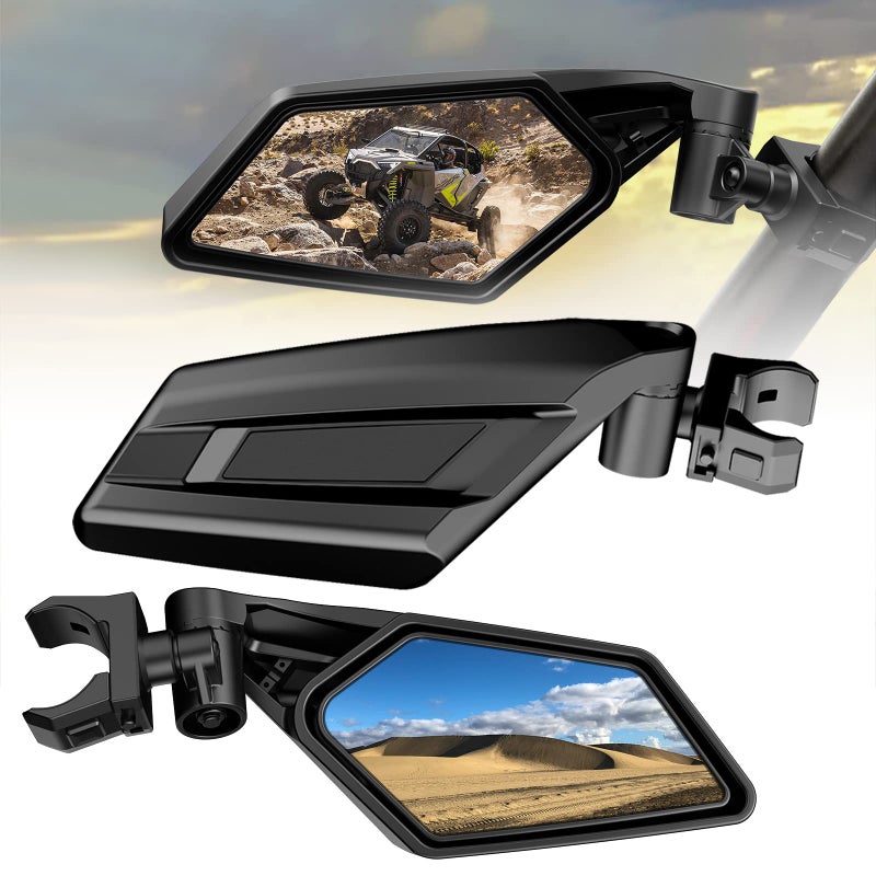 Esploratori UTV Side Mirrors for 1.5""-2"" Roll Bar SXS RZR Side Mirrors with Adjustable Mirror Compatible with Polaris RZR 1000 Can Am Maverick Kawasaki Mule Arctic Cat Wildcat Pioneer Rhino Yamaha YXZ - Image 1